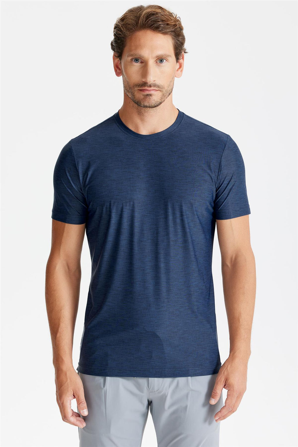 Lacivert Sıfır Yaka Teknik Kumaş T-shirt