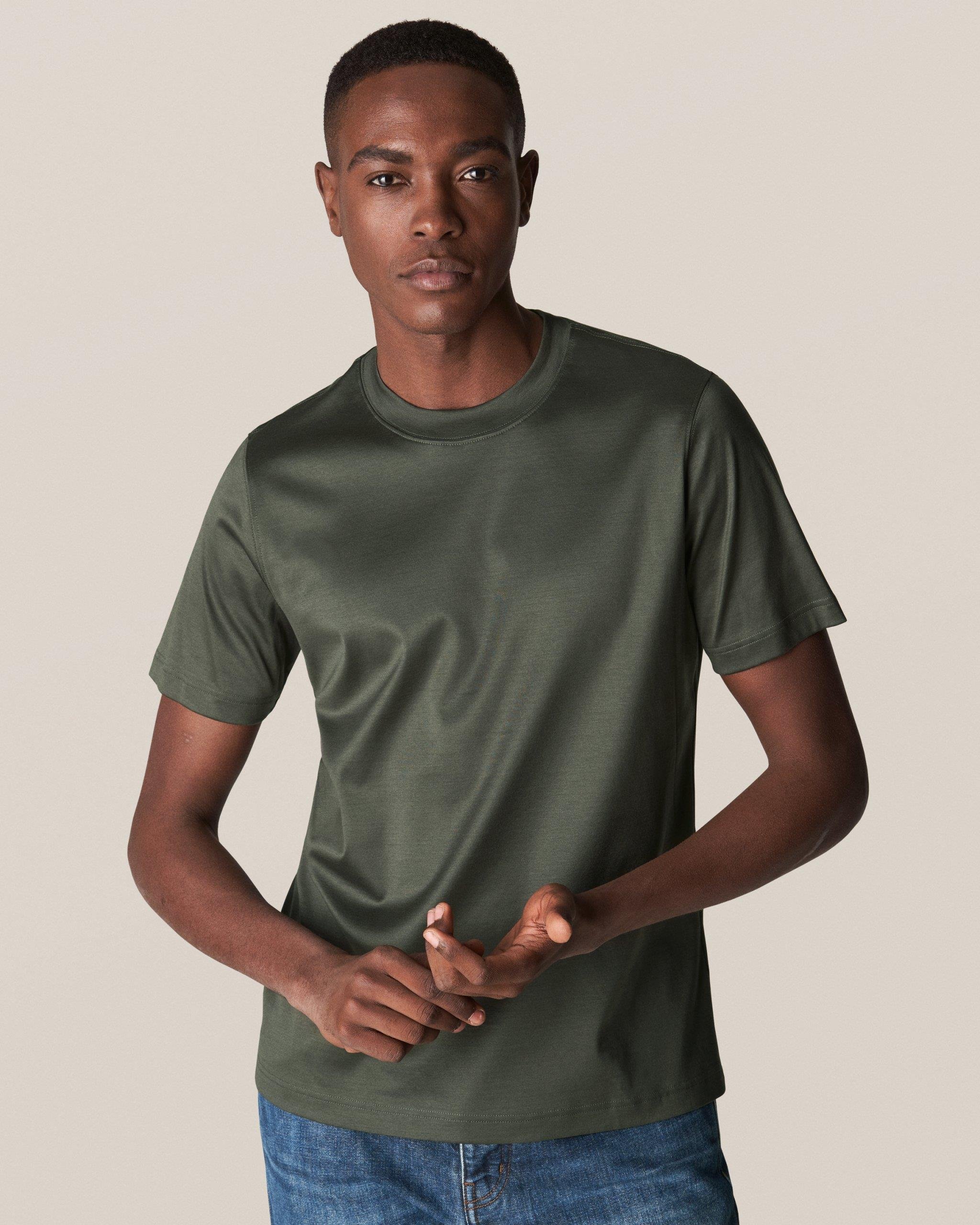 Yeşil Filo Di Scozia Pamuk  T-Shirt