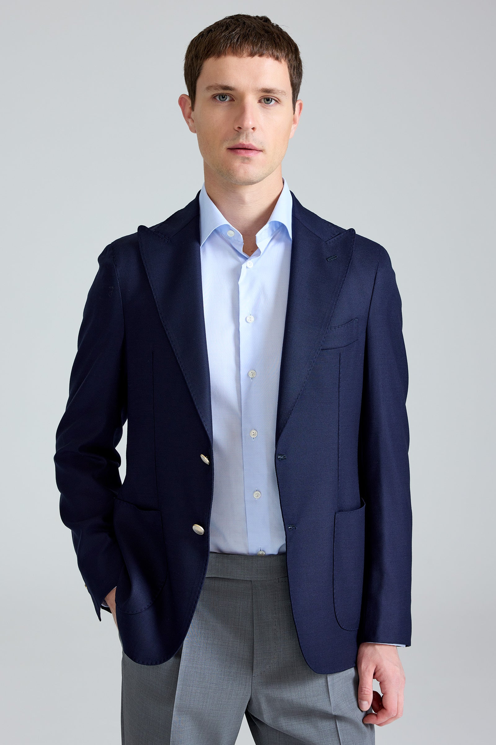 Lacivert Gabo Napoli Yün Blazer Ceket