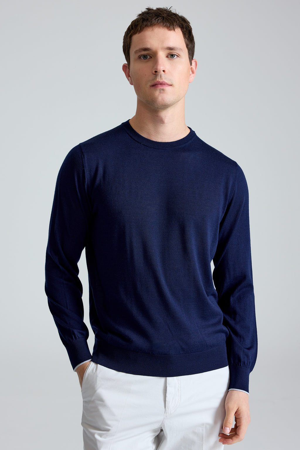 Lacivert Doriani Yün İpek Kaşmir Sweater