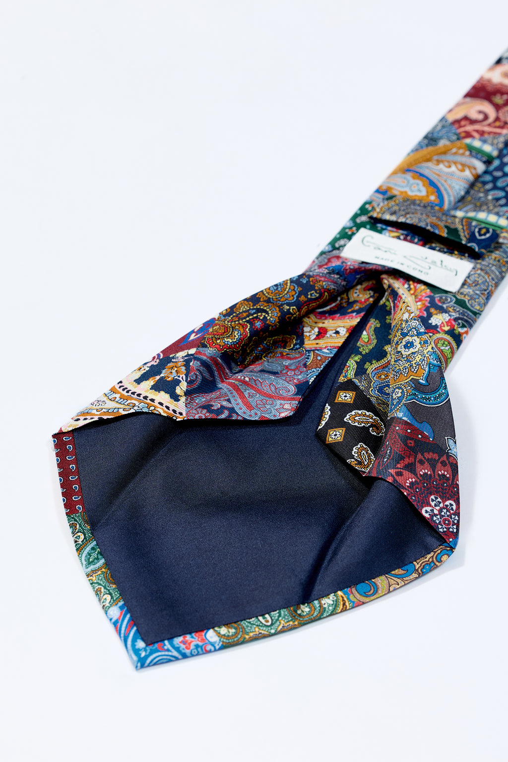 Patchwork Desenli 5 Fold İpek Kravat