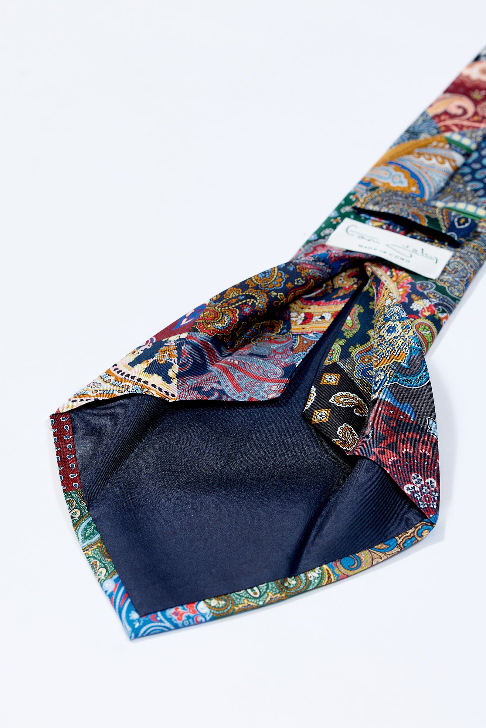 Patchwork Desenli 5 Fold İpek Kravat