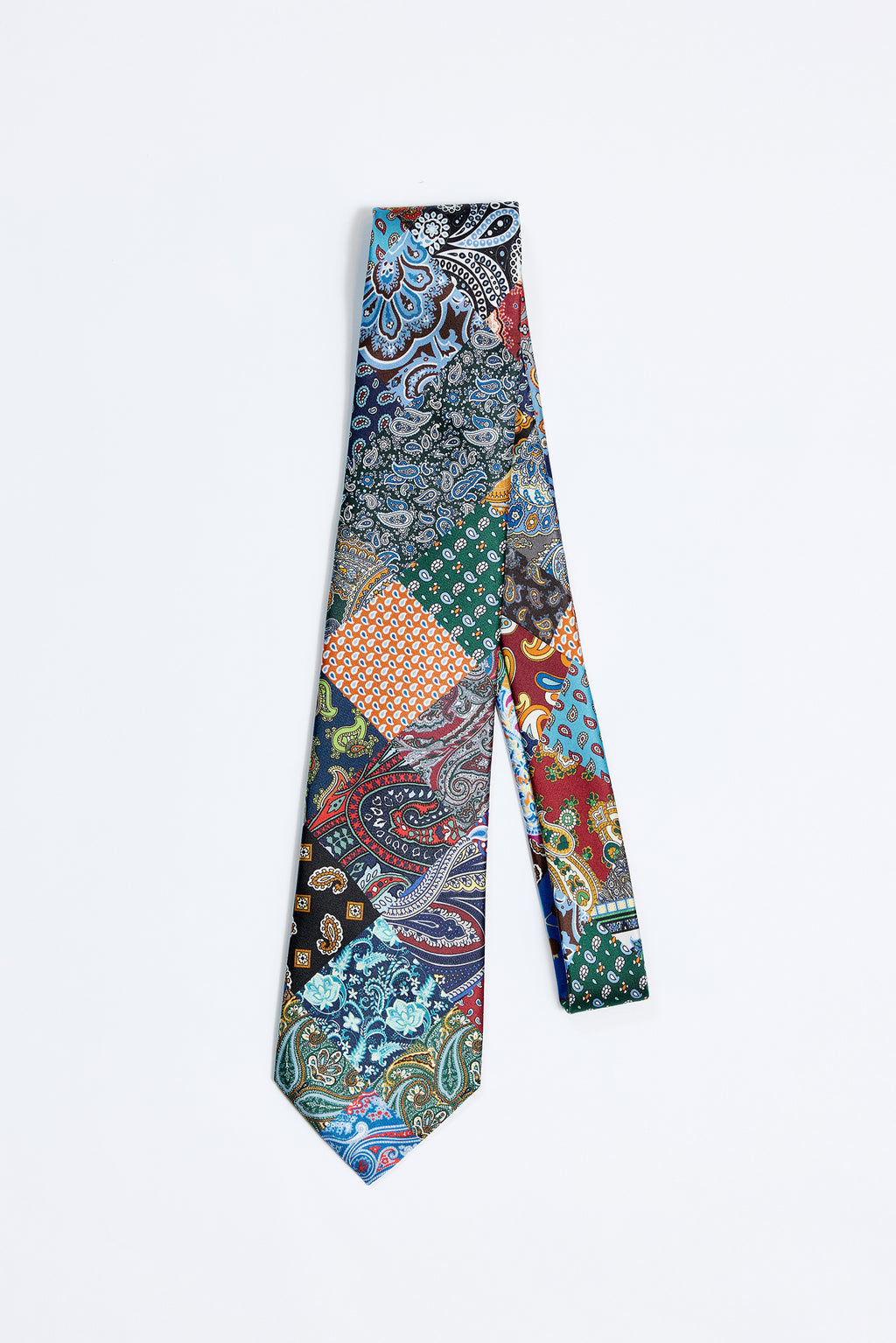 Patchwork Desenli 5 Fold İpek Kravat