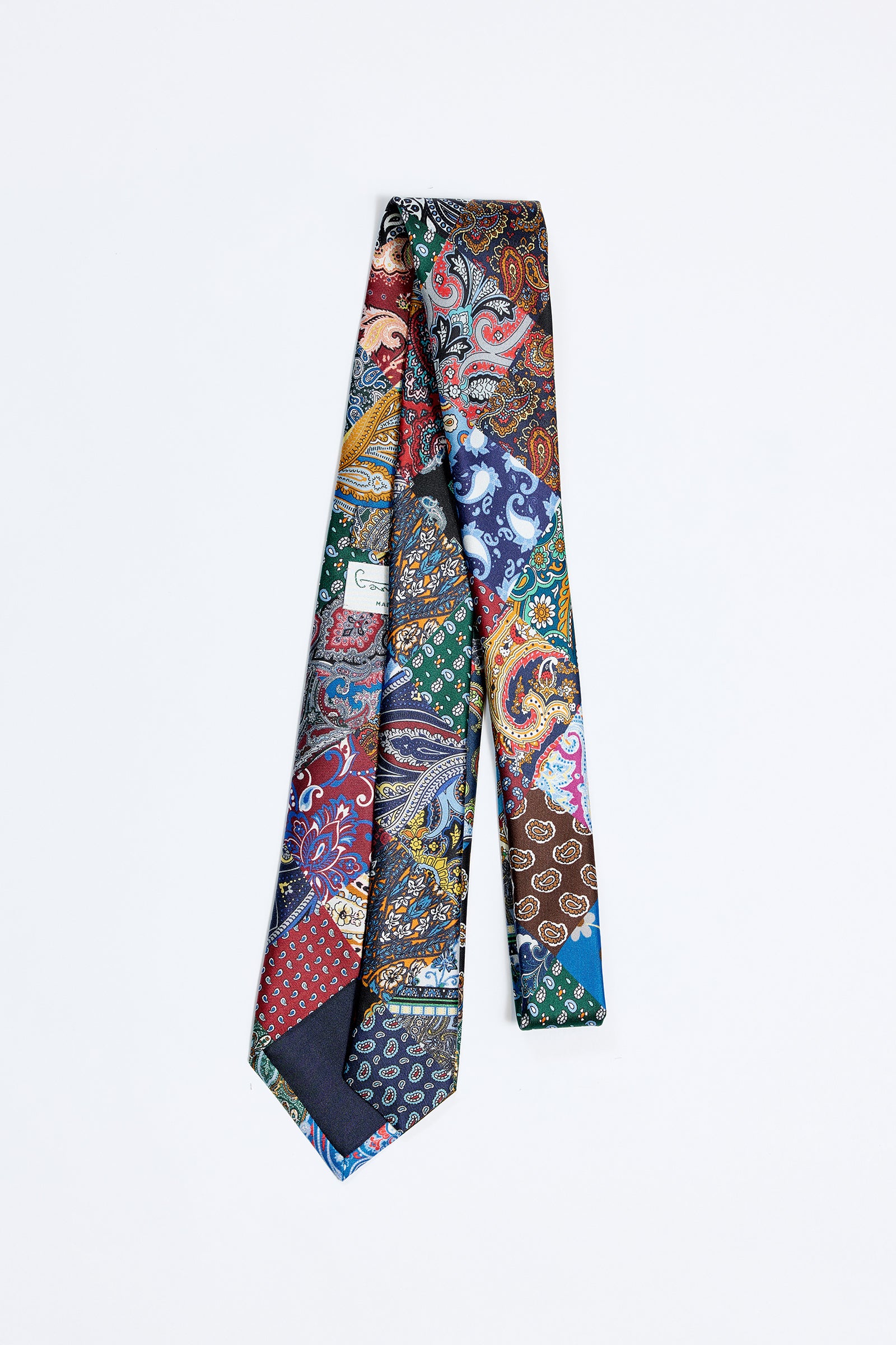 Patchwork Desenli 5 Fold İpek Kravat