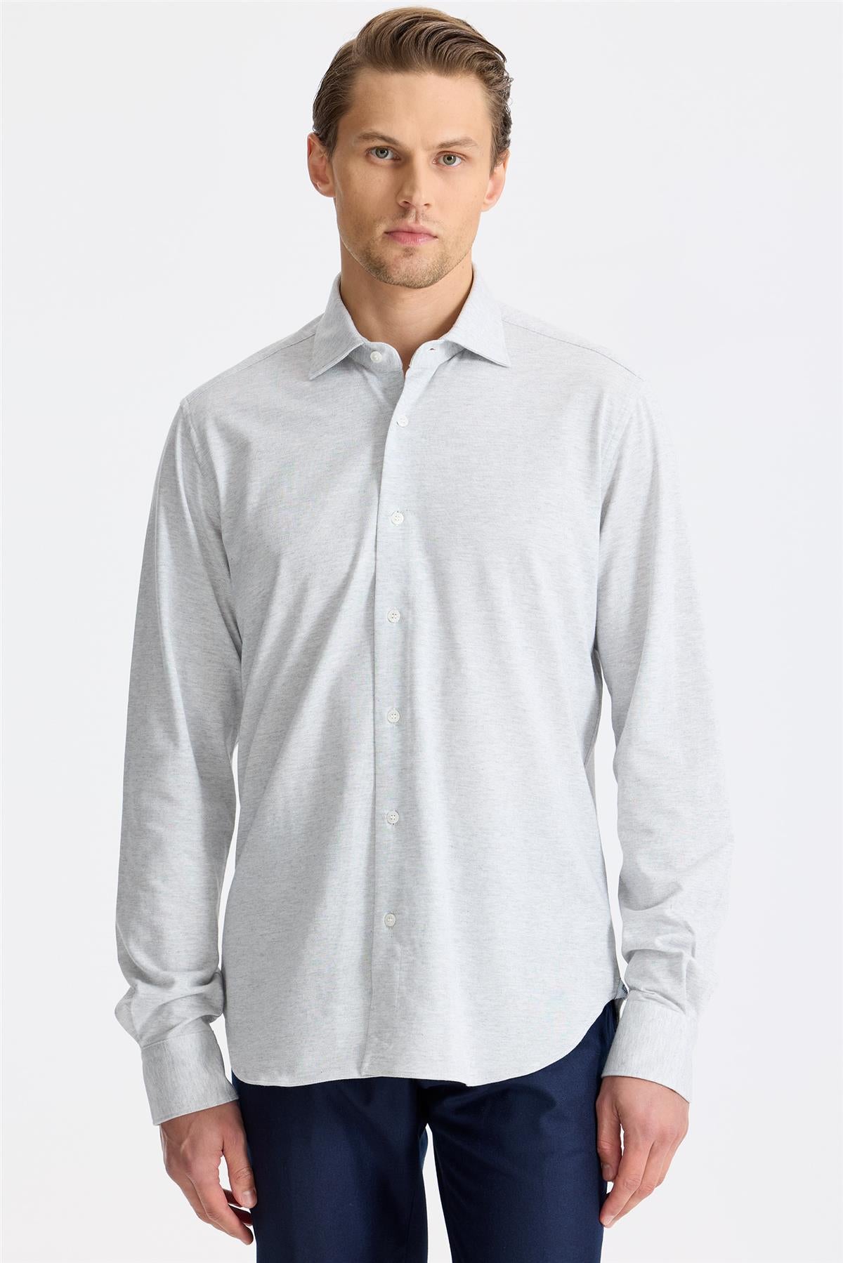 Açık Gri Pamuk Kaşmir Gömlek - Image 2