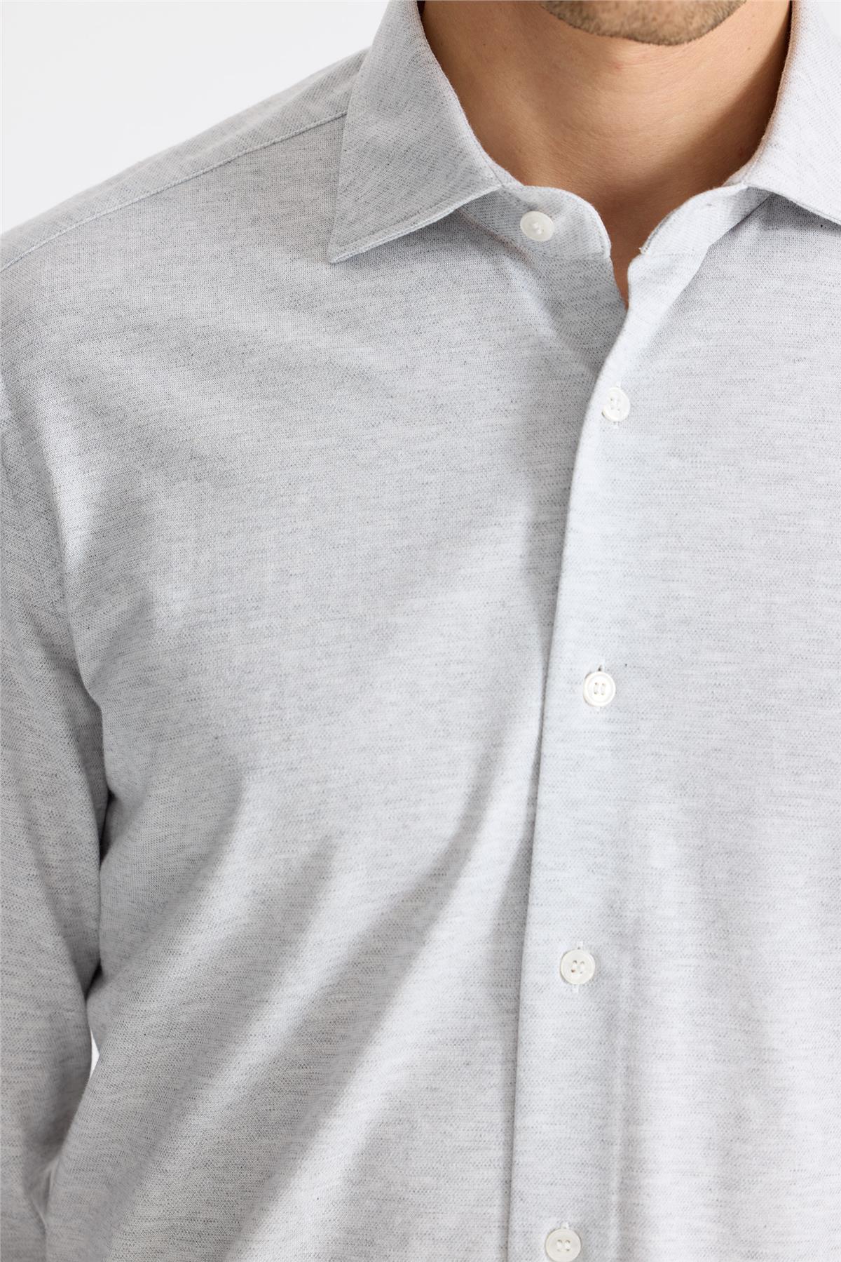 Açık Gri Pamuk Kaşmir Gömlek - Image 4