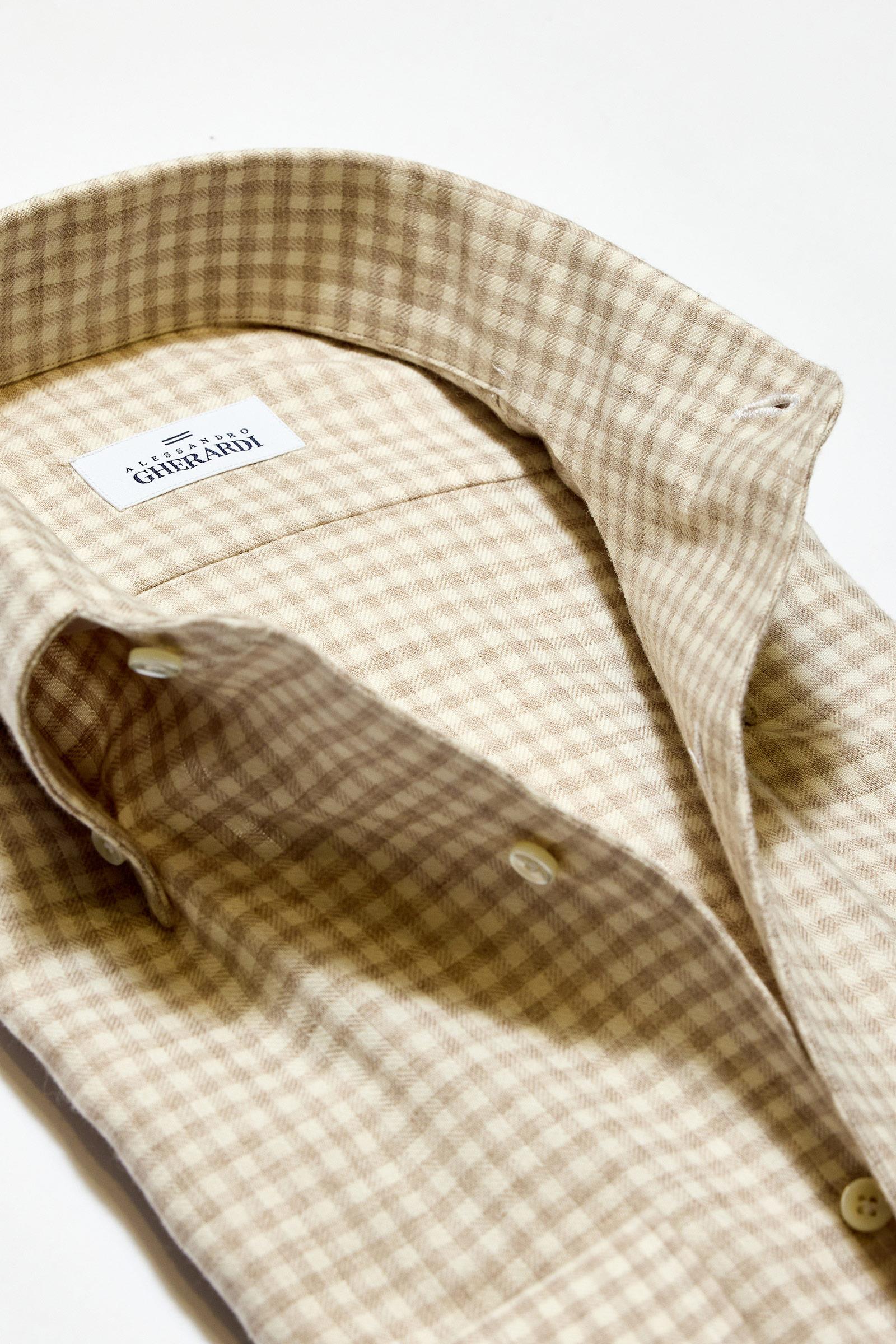 Açık Kahve Yaka Düğmeli One-Piece Pamuk Yün Gömlek