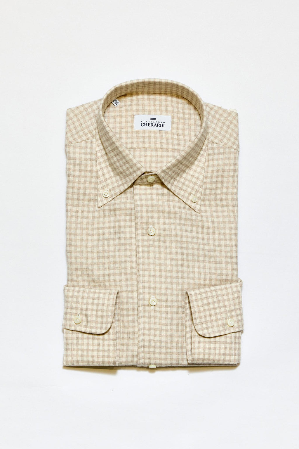 Açık Kahve Yaka Düğmeli One-Piece Pamuk Yün Gömlek