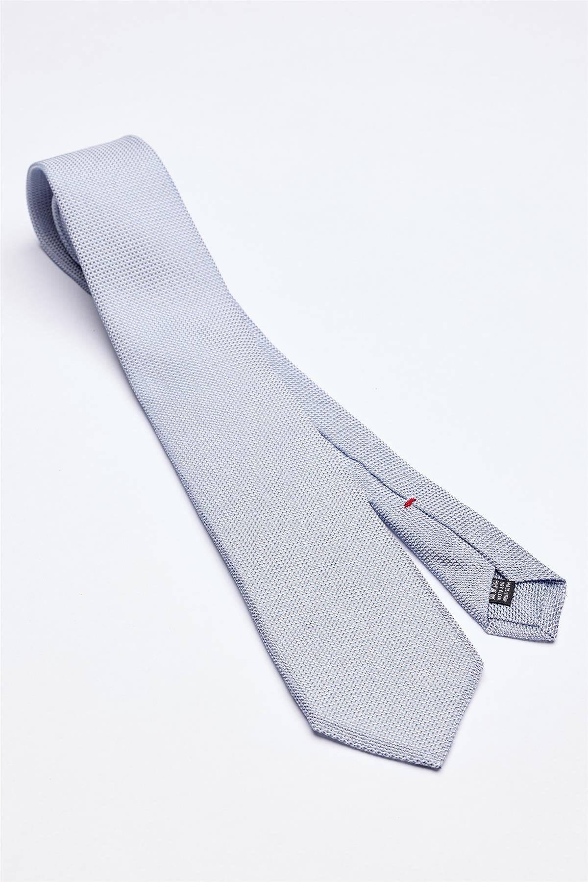 Açık Mavi 7 Fold Örgü İpek Kravat - Image 1