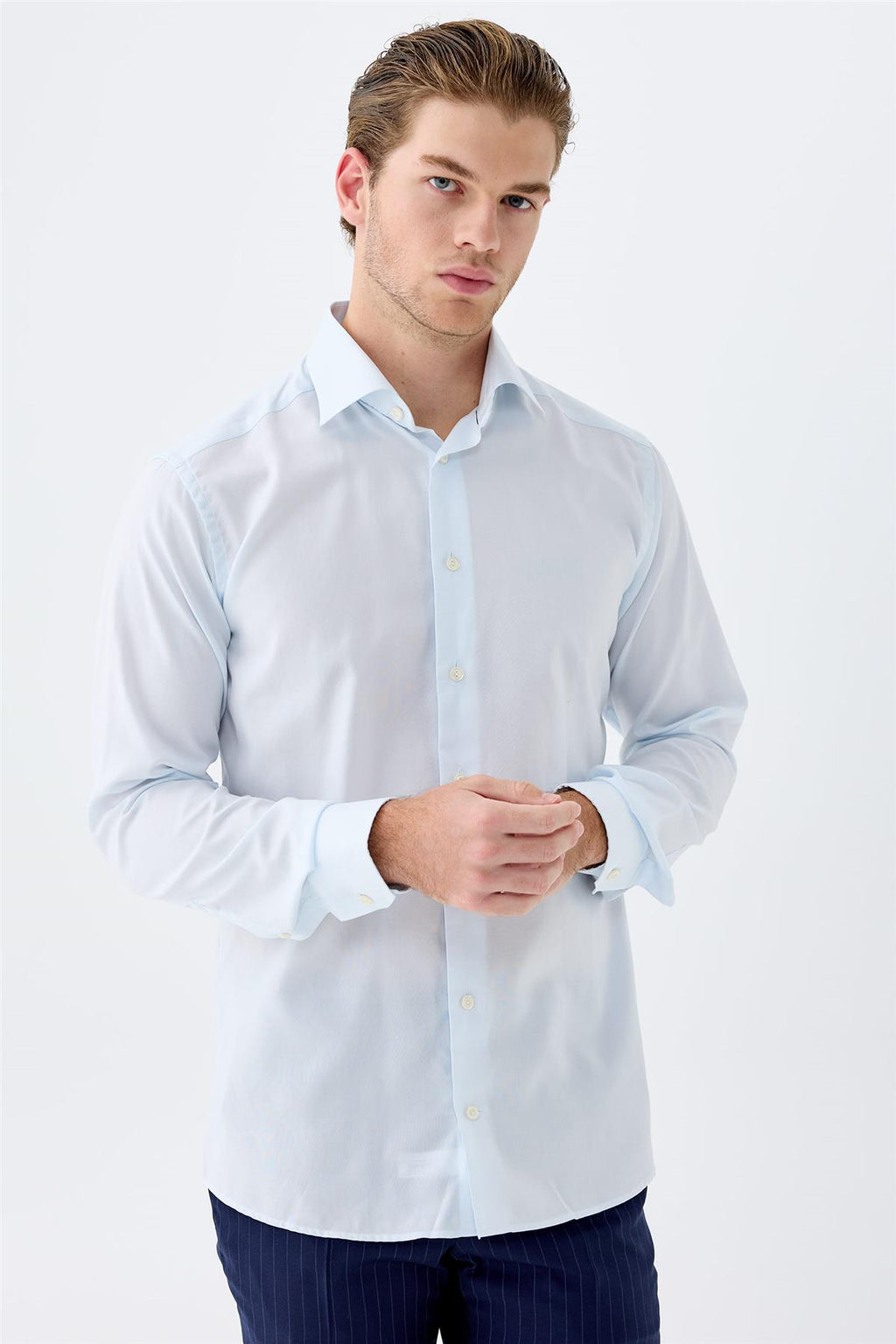 Açık Mavi Oxford Pamuk Gömlek - Image 3