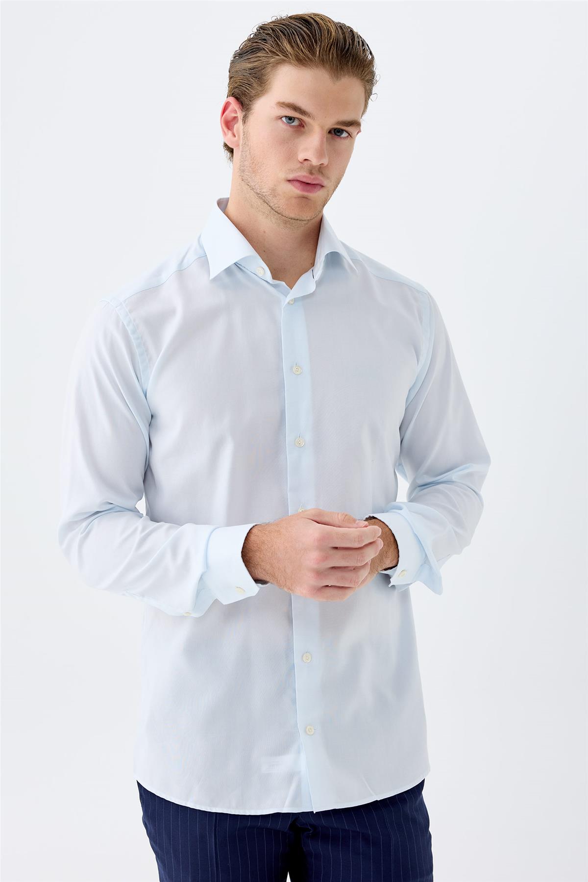 Açık Mavi Oxford Pamuk Gömlek - Image 3
