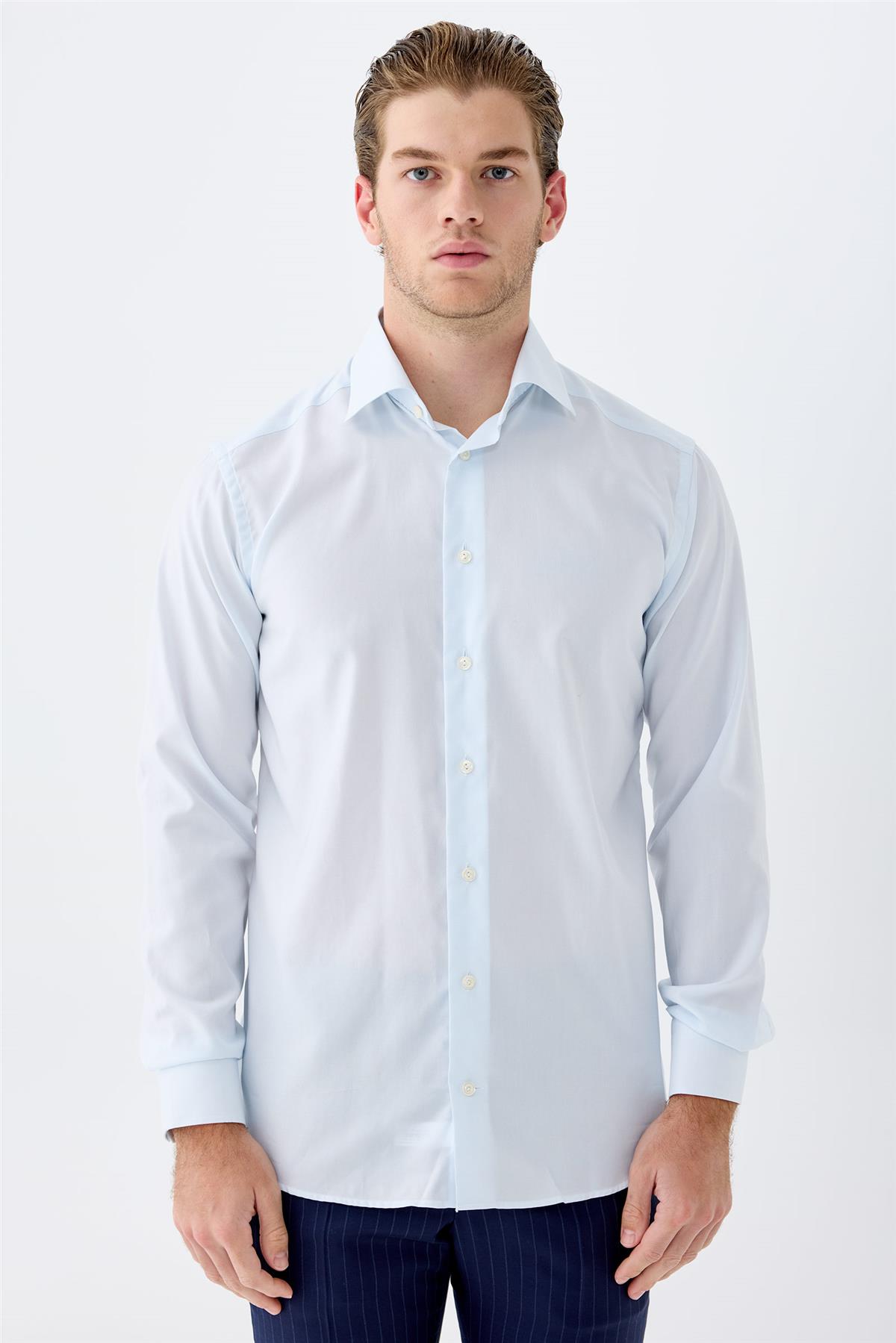Açık Mavi Oxford Pamuk Gömlek - Image 1