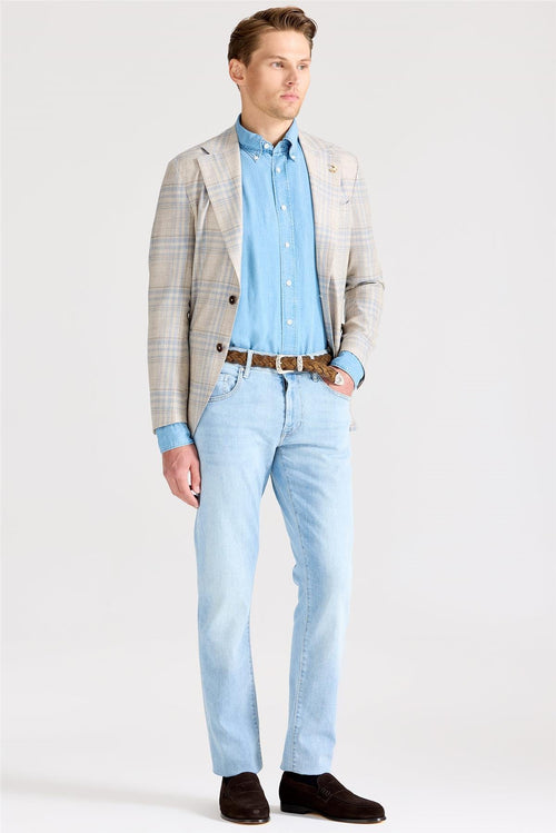 Açık Mavi Pamuk Denim Pantolon - Image 2