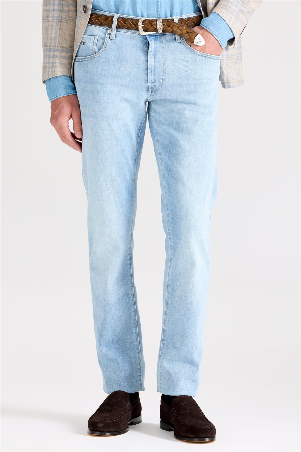 Açık Mavi Pamuk Denim Pantolon - 1