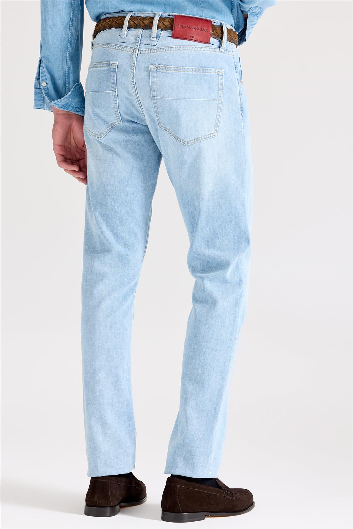 Açık Mavi Pamuk Denim Pantolon - 6