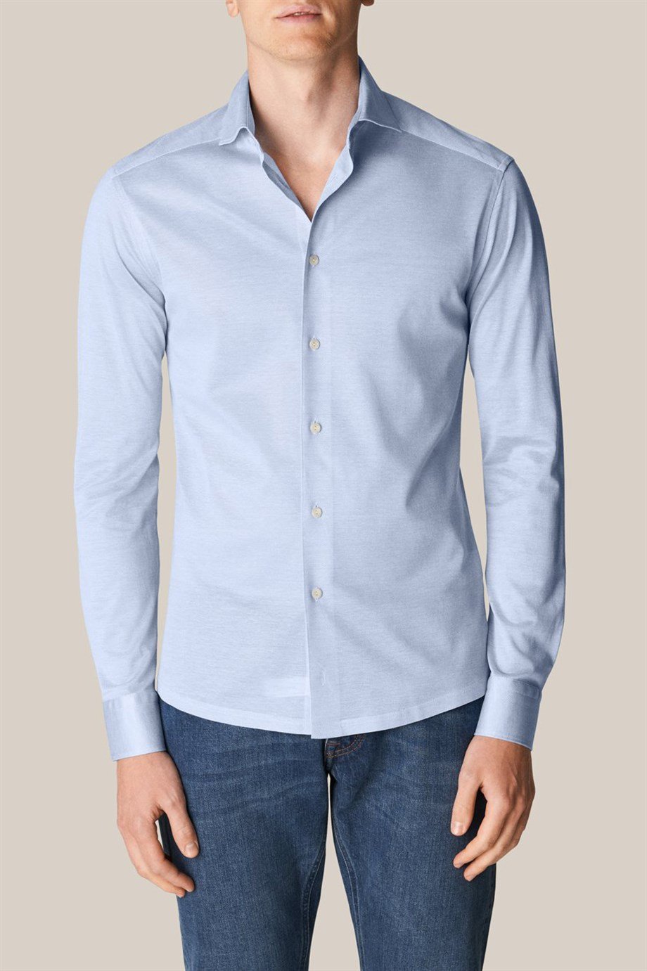 Açık Mavi Contemporary Pique Gömlek - Image 1