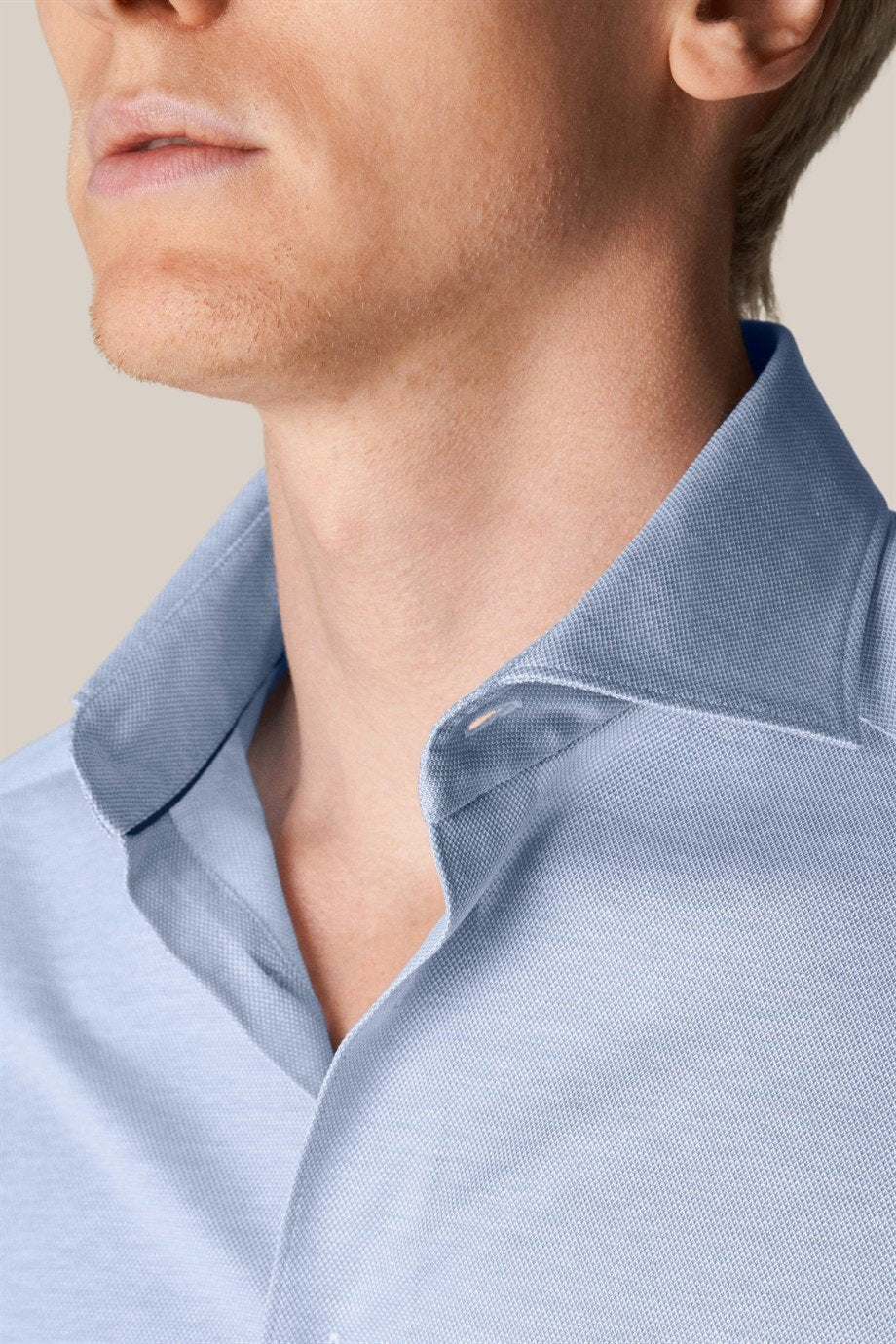 Açık Mavi Contemporary Pique Gömlek - Image 4