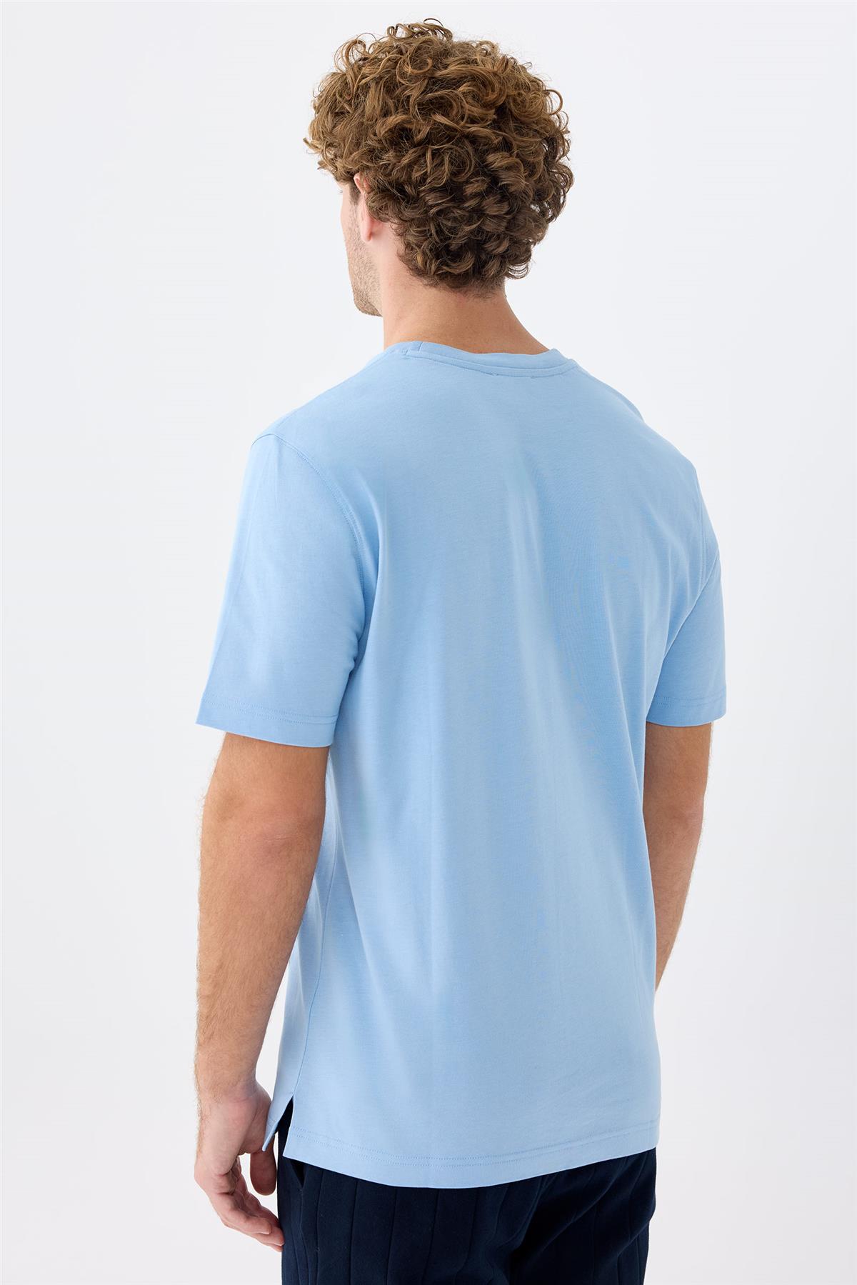 Açık Mavi Supima Pamuk T-Shirt - Image 4