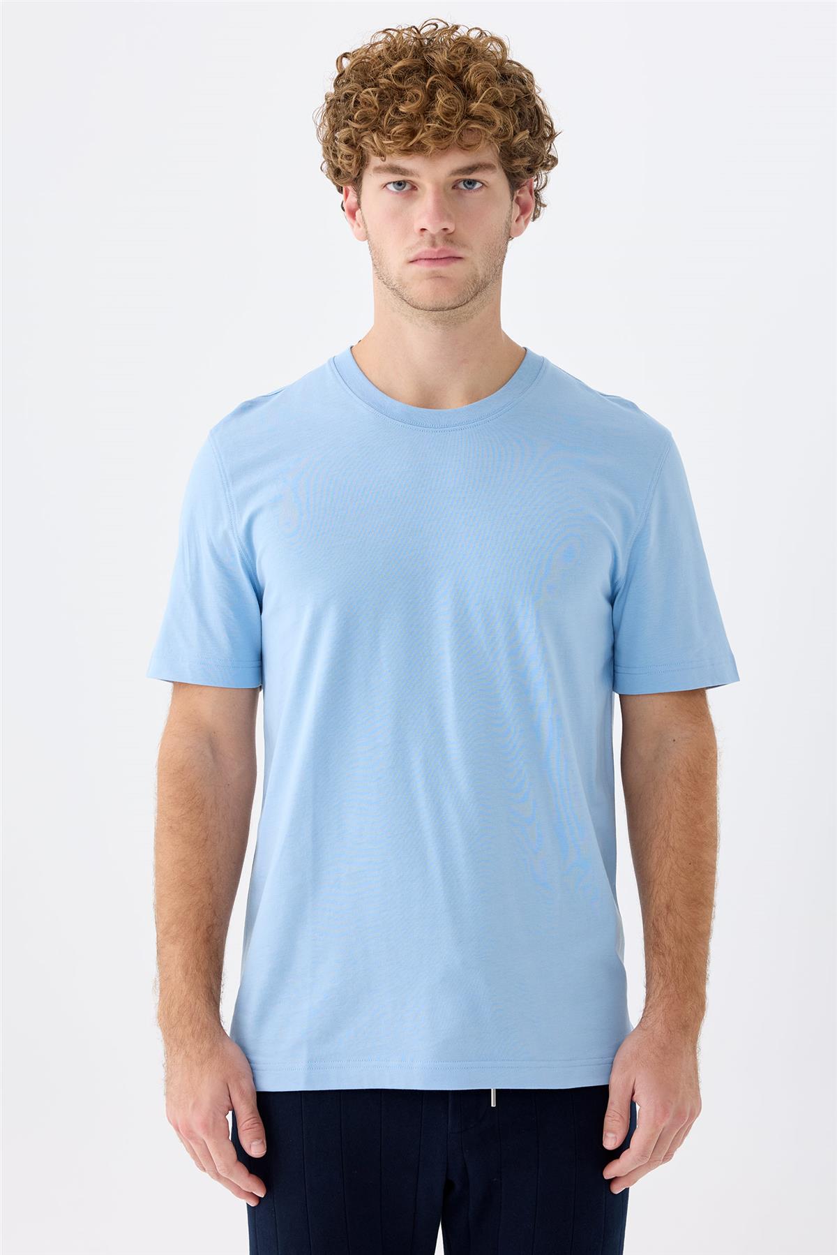 Açık Mavi Supima Pamuk T-Shirt