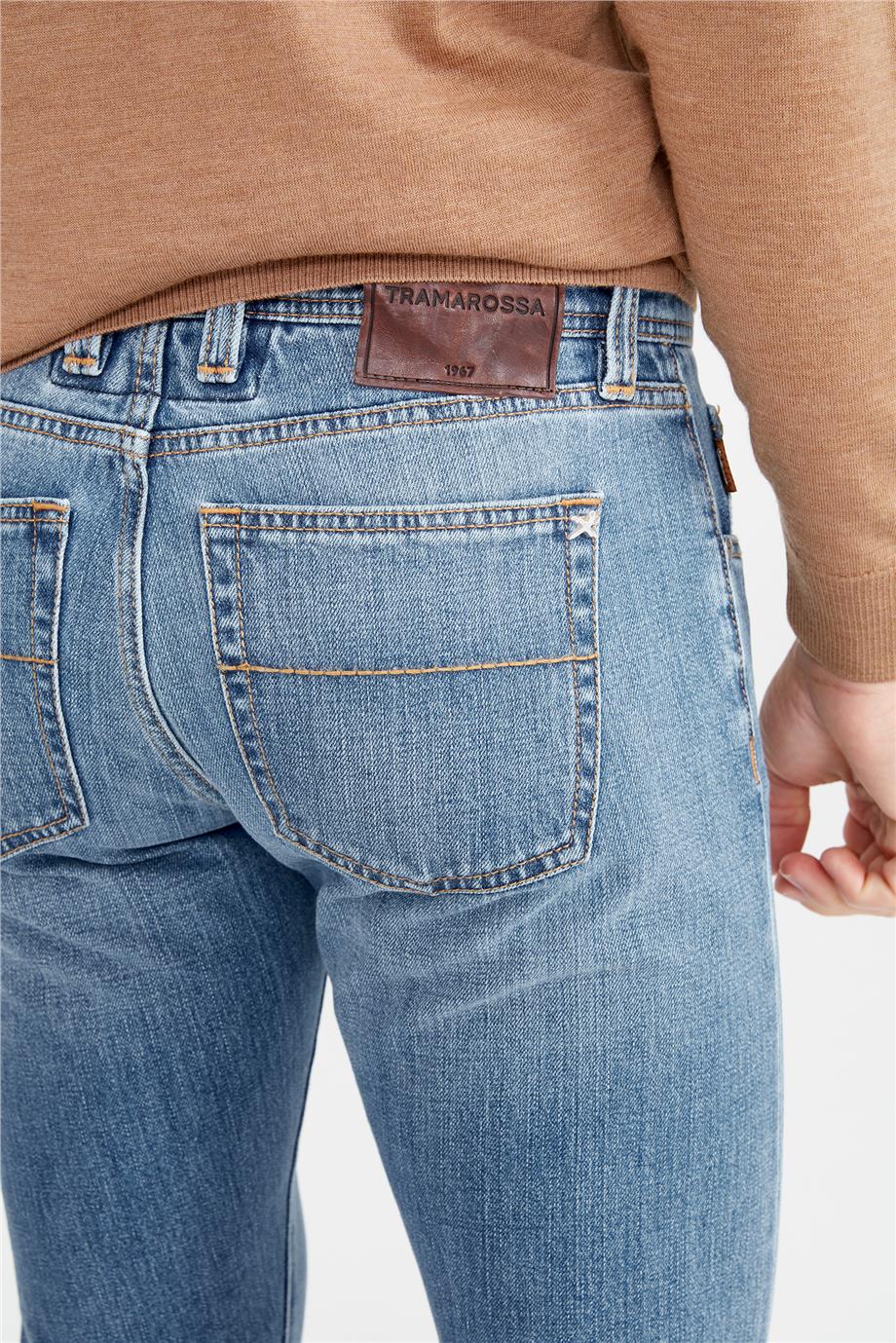 Açık Mavi Vintage Denim Pantolon - 7