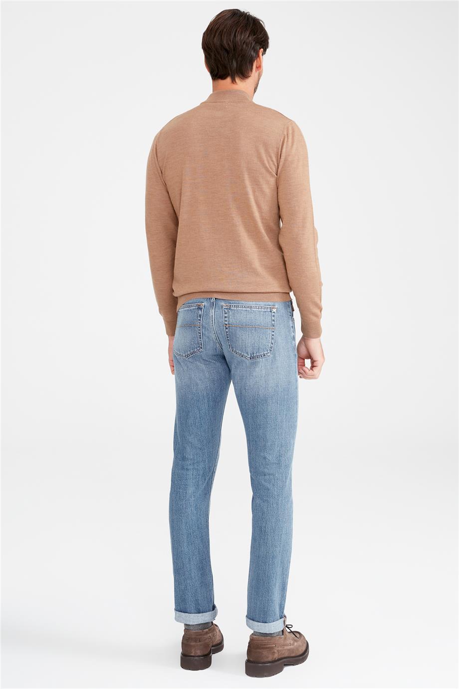 Açık Mavi Vintage Denim Pantolon - 8