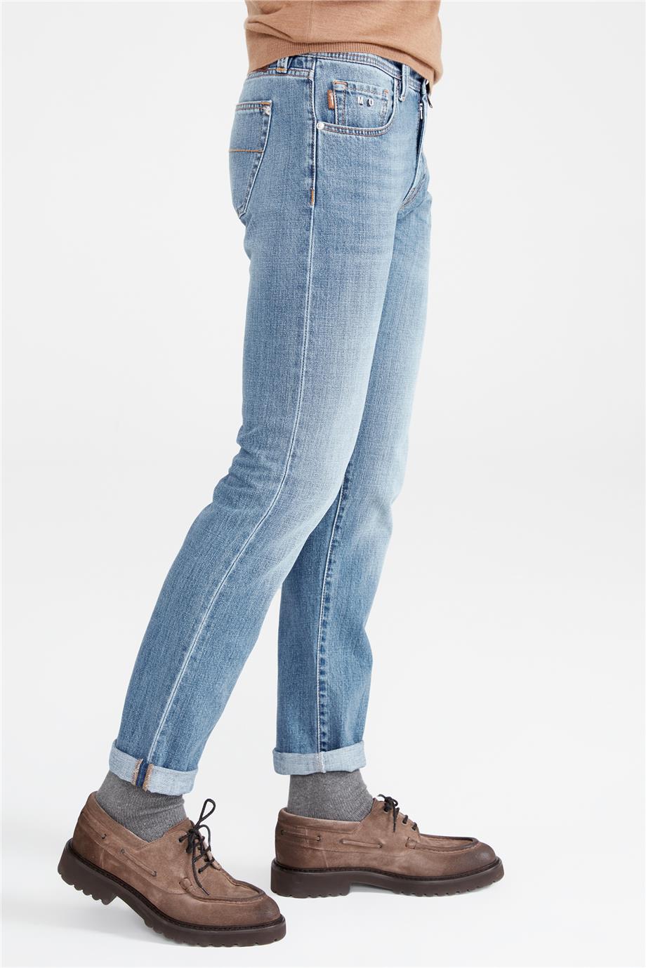 Açık Mavi Vintage Denim Pantolon - 6