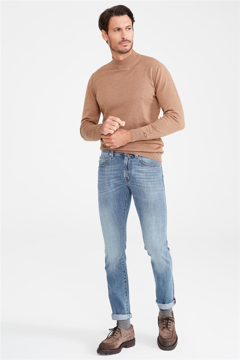 Açık Mavi Vintage Denim Pantolon - 1