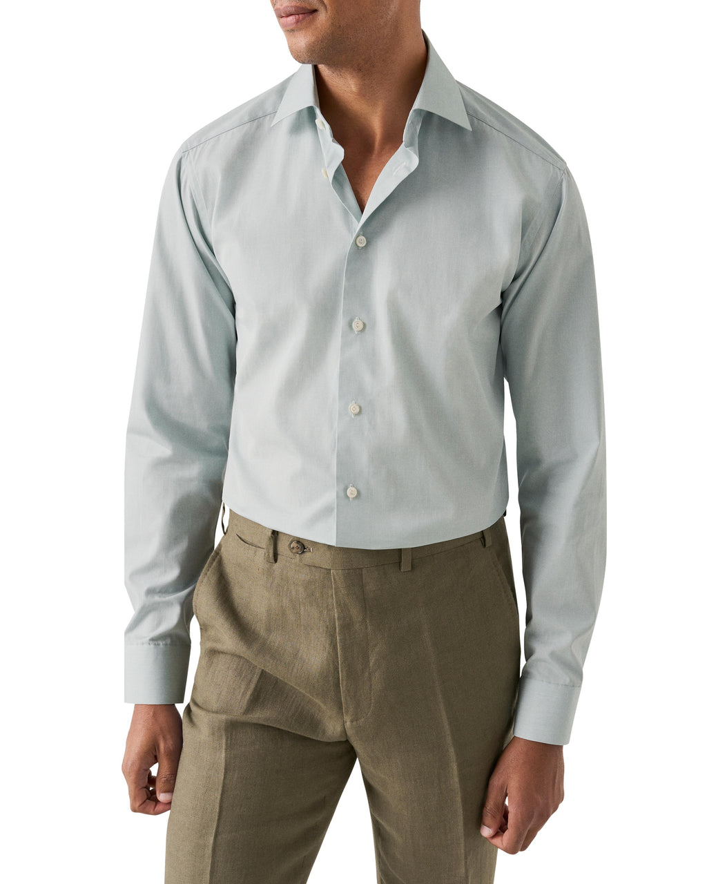 Açık Yeşil Contemporary Elevated Poplin Gömlek - Image 3