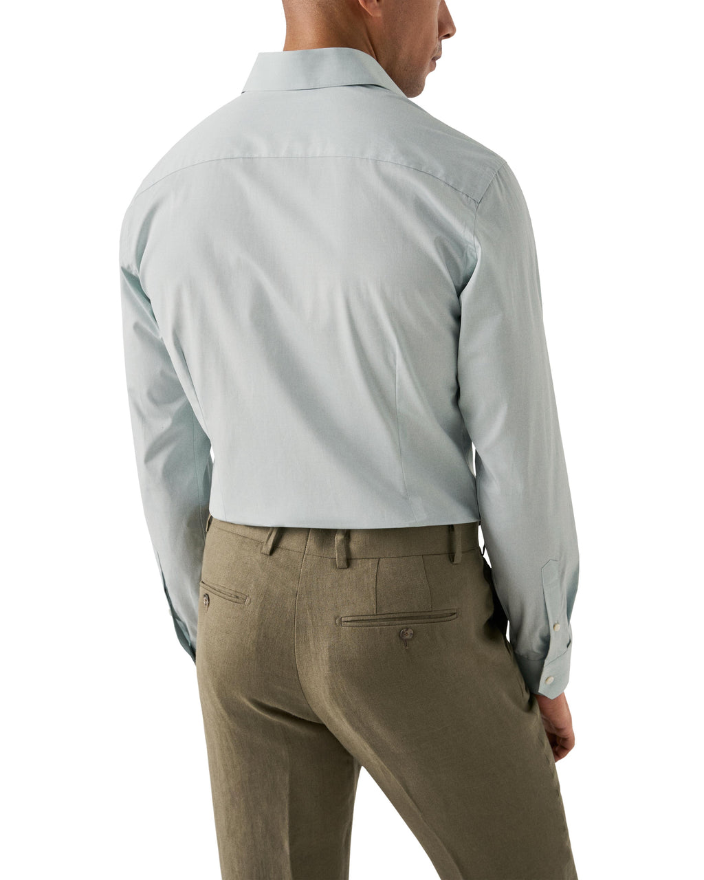 Açık Yeşil Contemporary Elevated Poplin Gömlek - Image 4