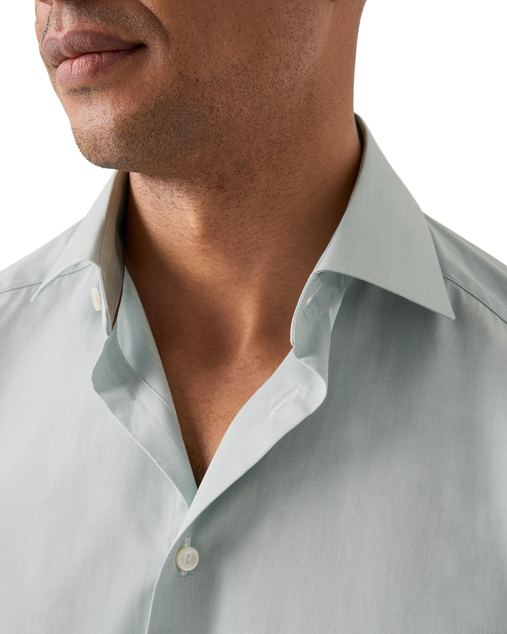 Açık Yeşil Contemporary Elevated Poplin Gömlek - Image 5