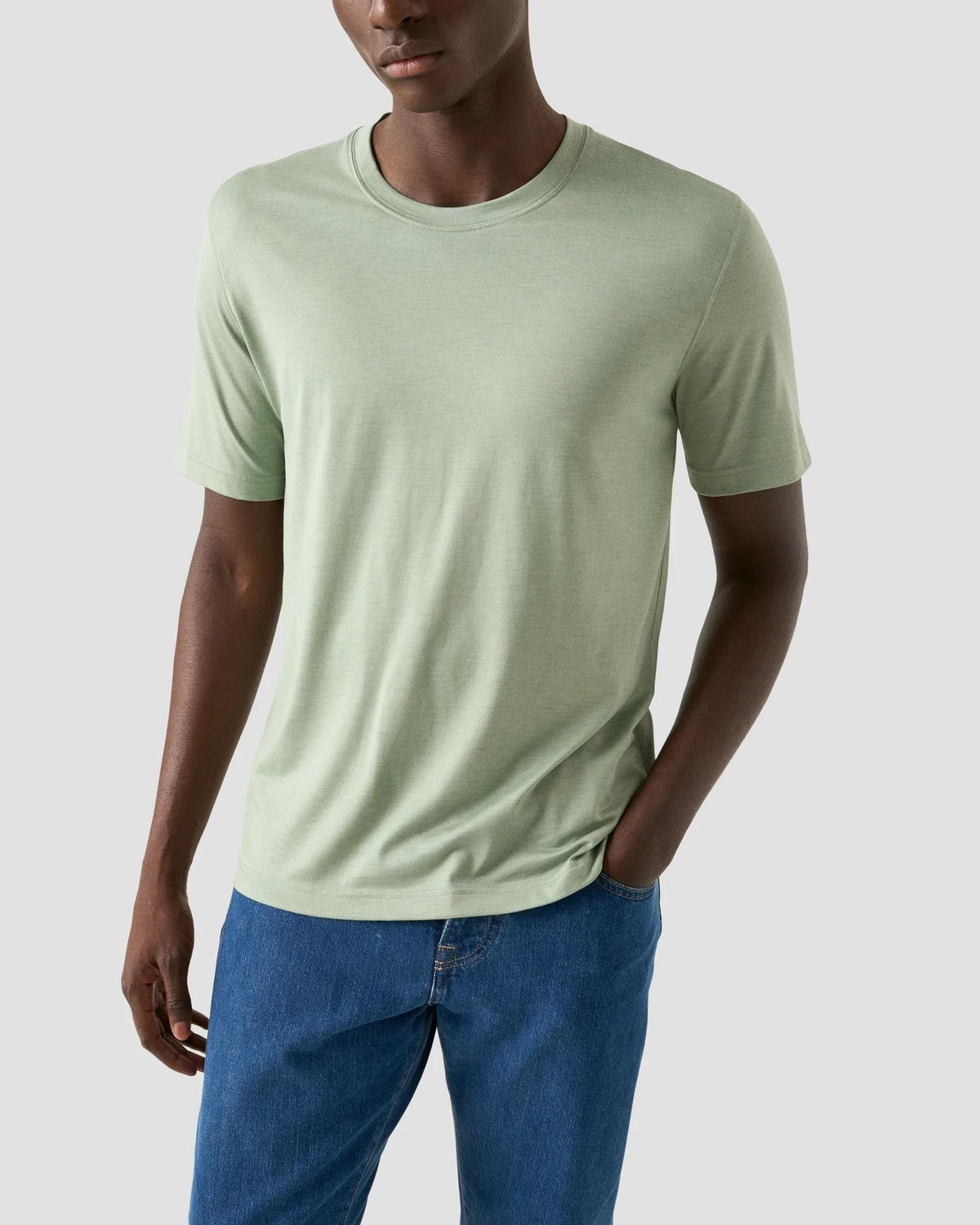 Açık Yeşil Pamuk İpek T-Shirt