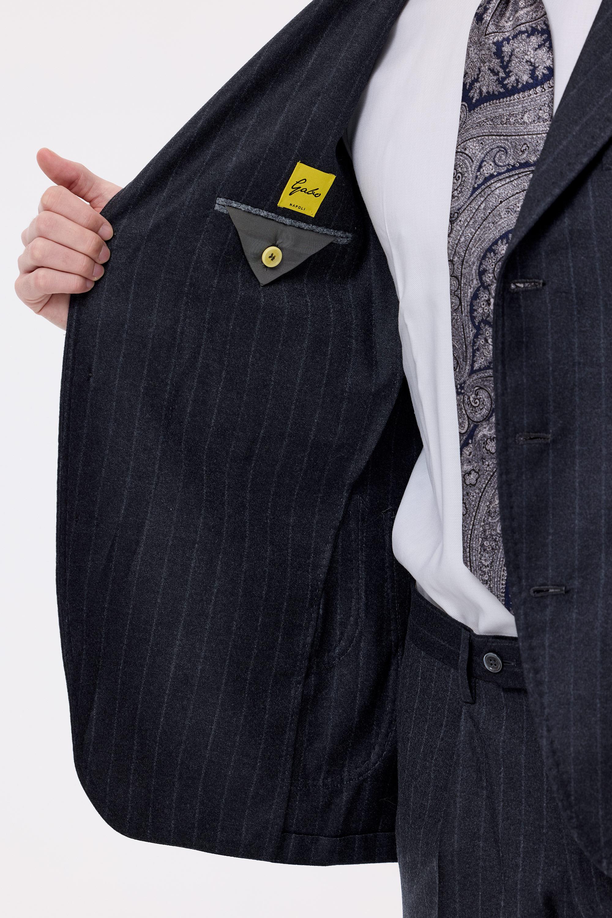 Antrasit Çizgili Saf Yün  Takım Elbise - Image 5