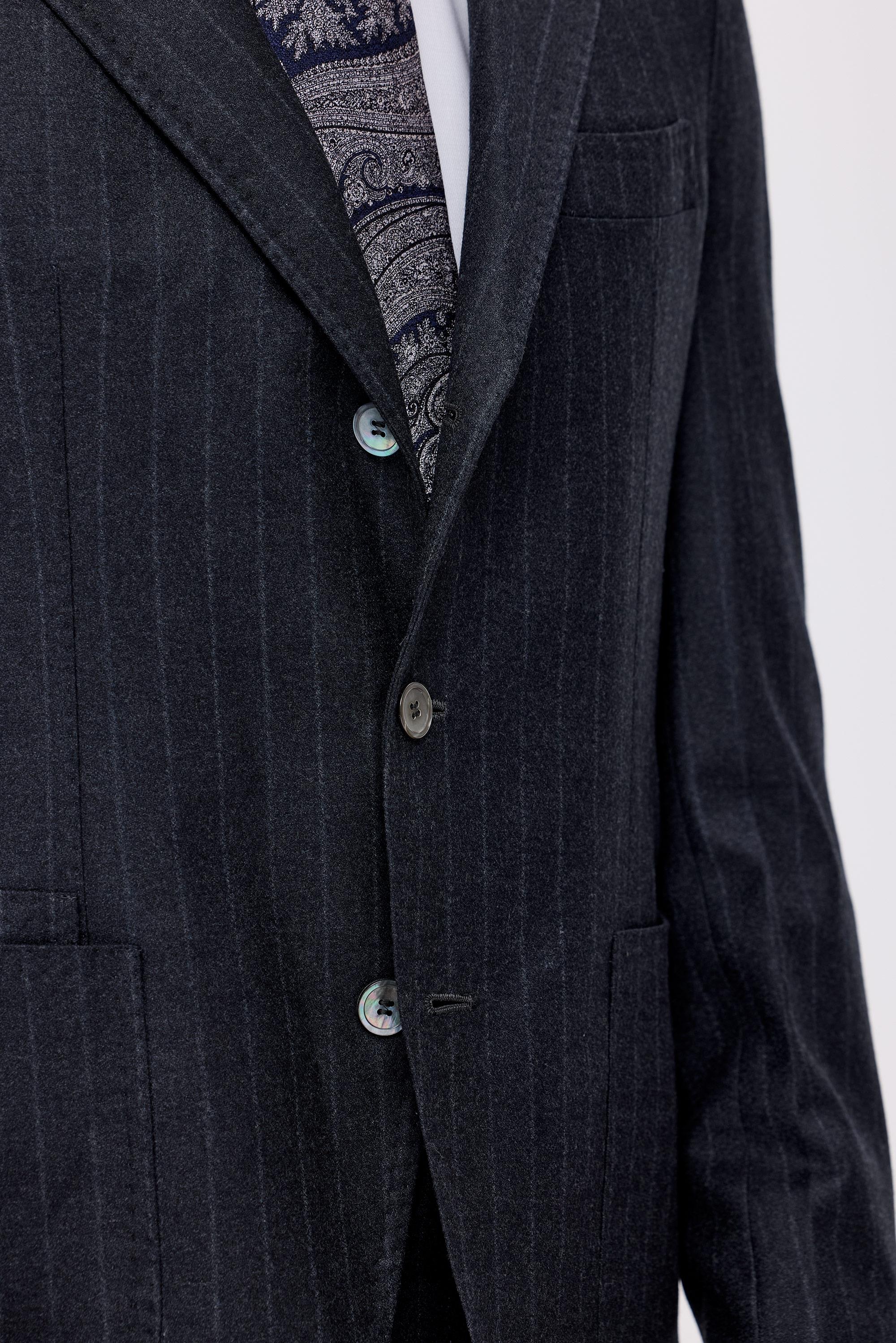 Antrasit Çizgili Saf Yün  Takım Elbise - Image 2