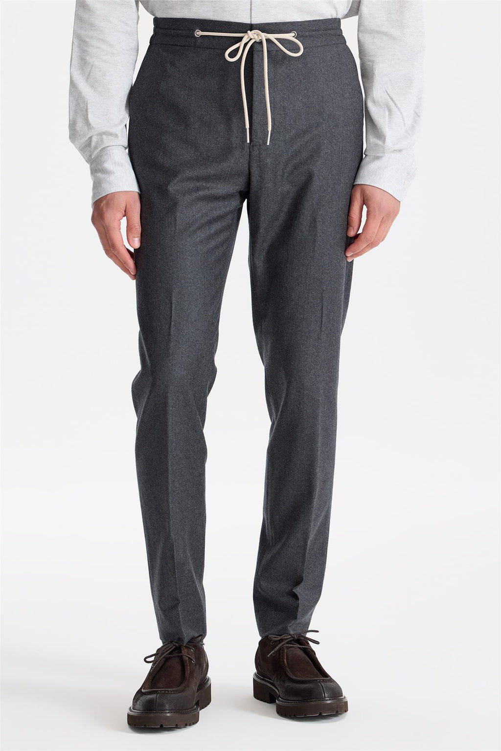 Antrasit Gri Beli Bağcıklı Yün Pantolon - Image 3