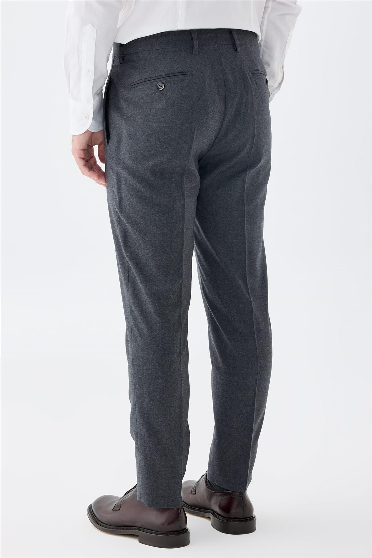 Antrasit Gri Flanel Yün Pantolon - Image 5