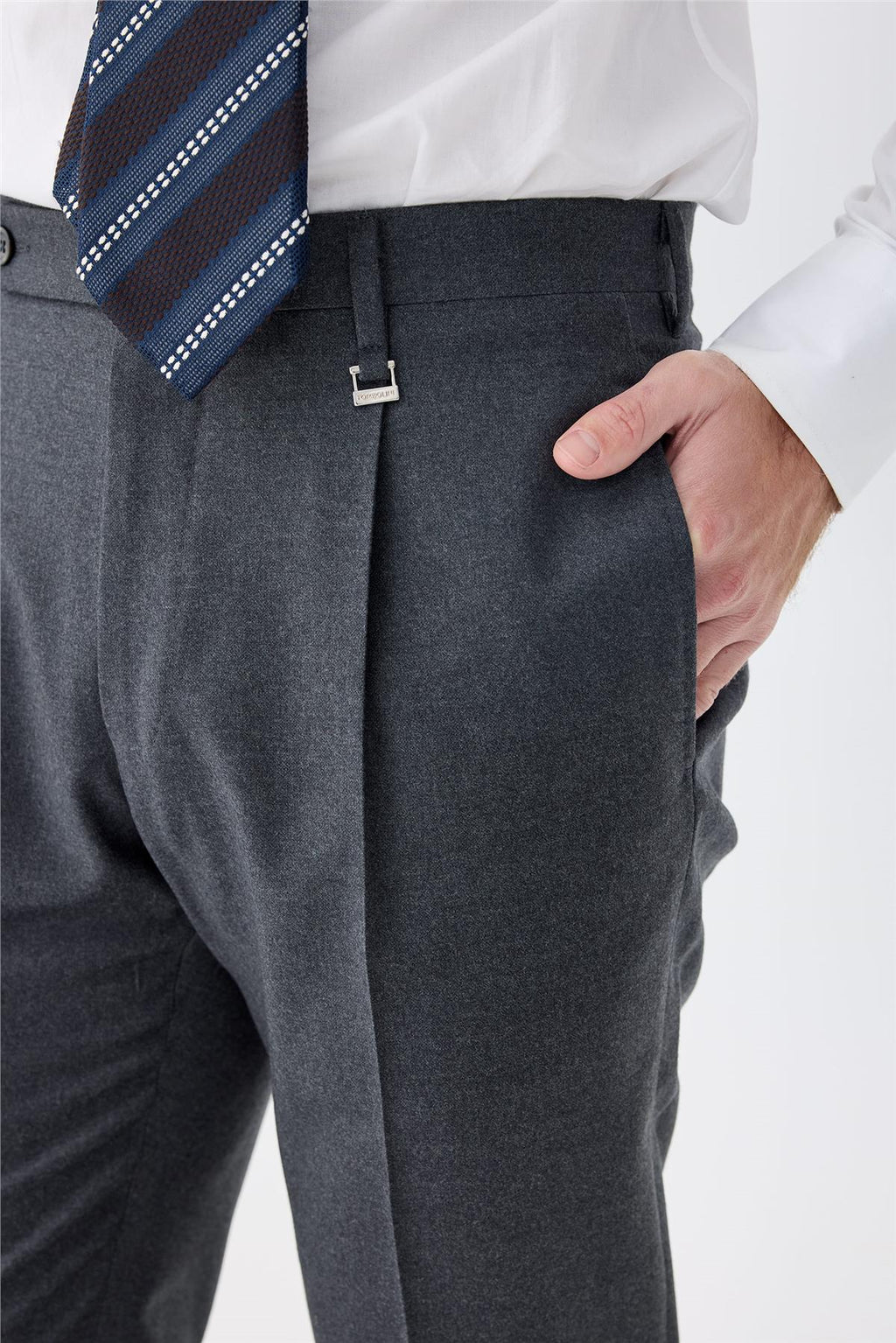 Antrasit Gri Flanel Yün Pantolon - Image 4