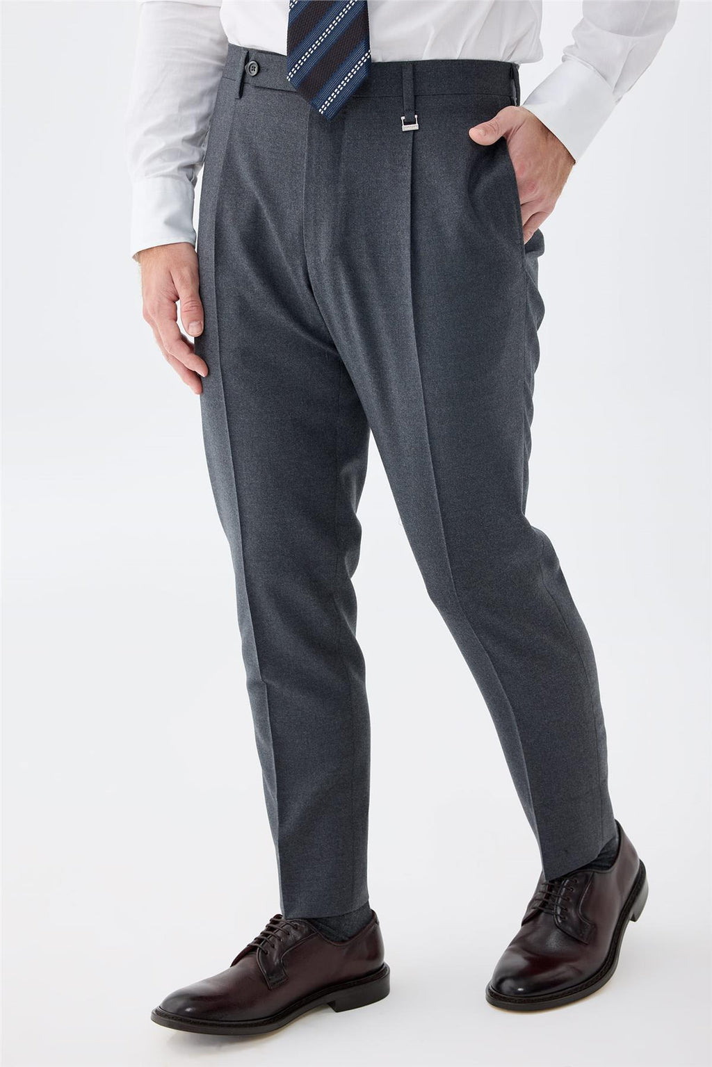 Antrasit Gri Flanel Yün Pantolon - Image 3