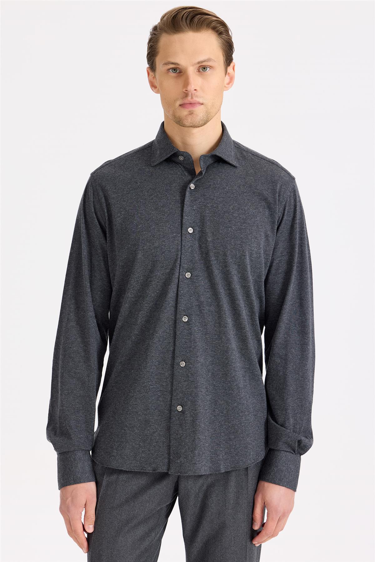 Antrasit Gri Pamuk Kaşmir Gömlek - Image 1