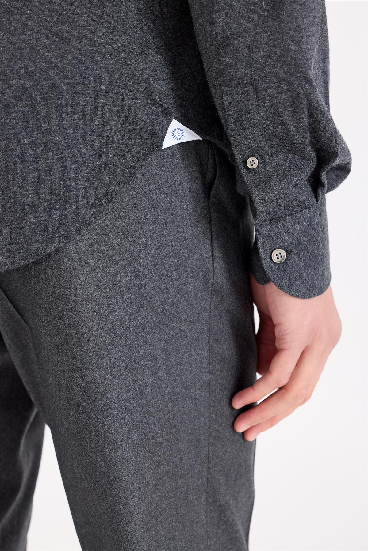 Antrasit Gri Pamuk Kaşmir Gömlek - Image 4