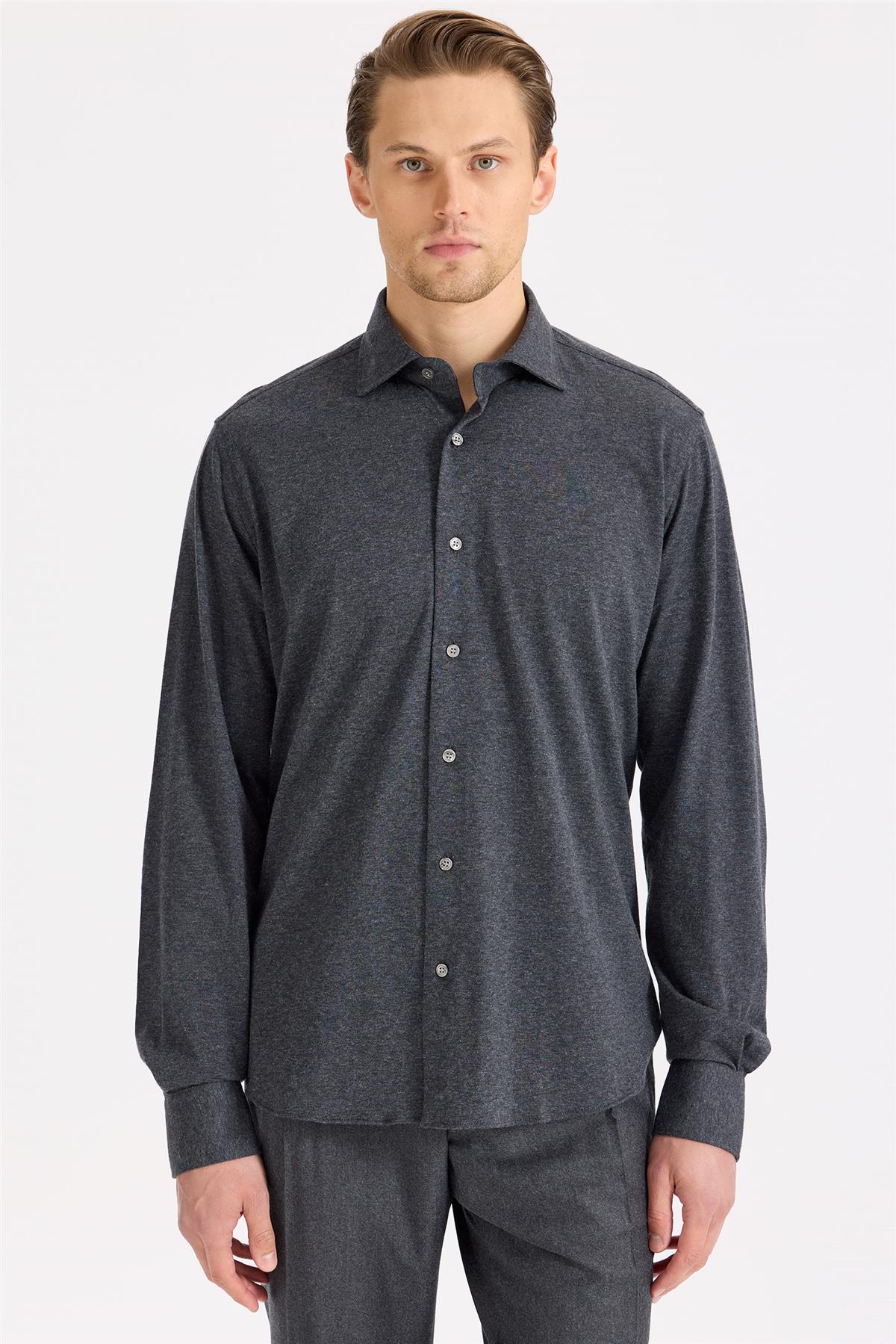 Antrasit Gri Pamuk Kaşmir Gömlek - Image 2