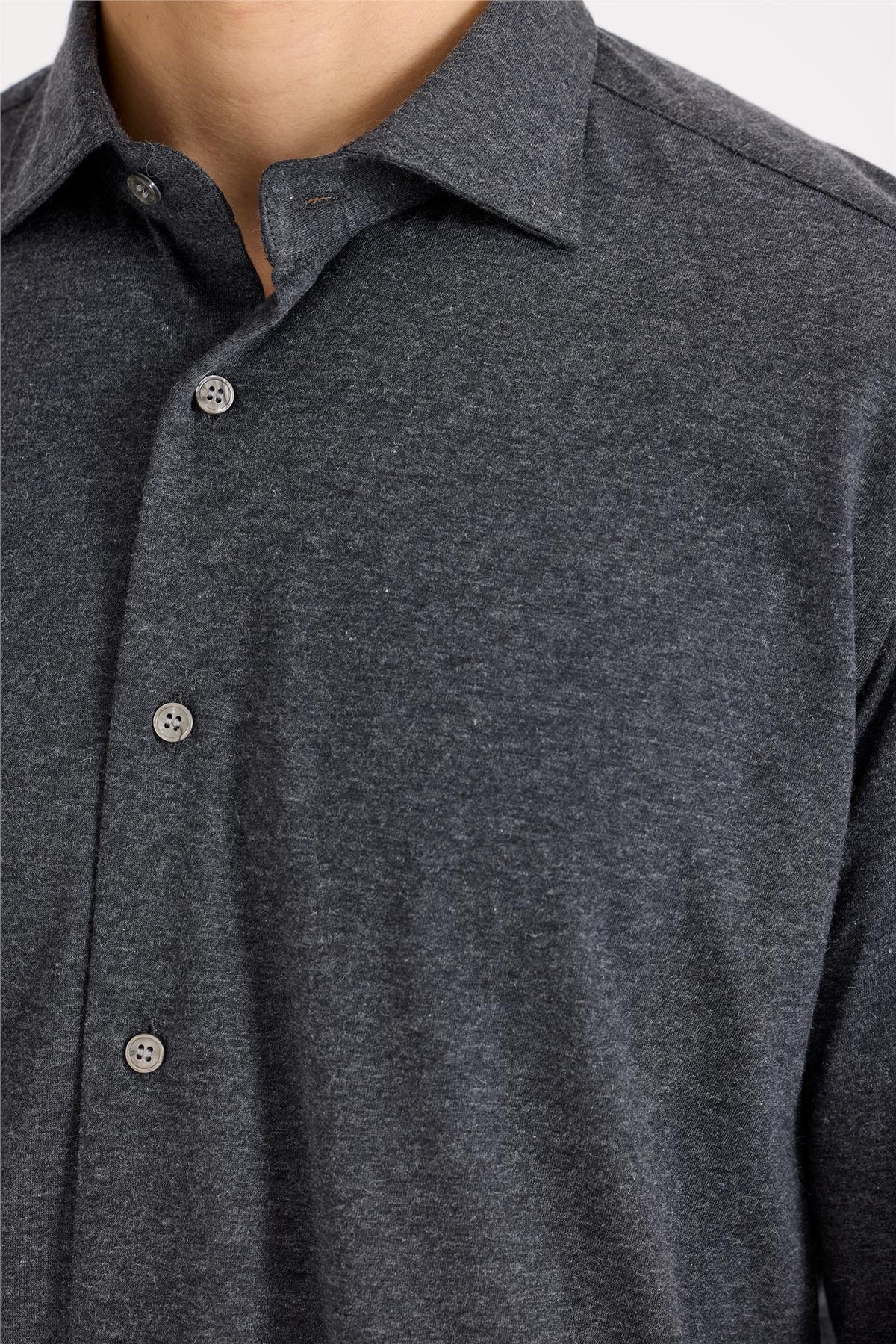 Antrasit Gri Pamuk Kaşmir Gömlek - Image 3