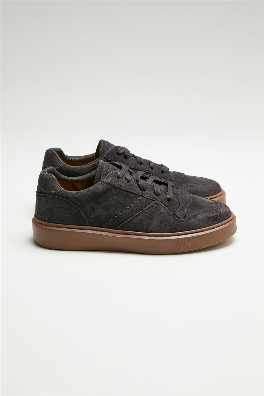 Antrasit Renk Deri Sneaker - 1