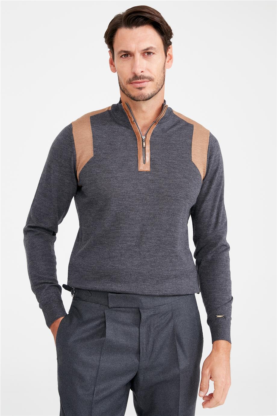 Antrasit Trio Yaka Yün Triko - Image 4