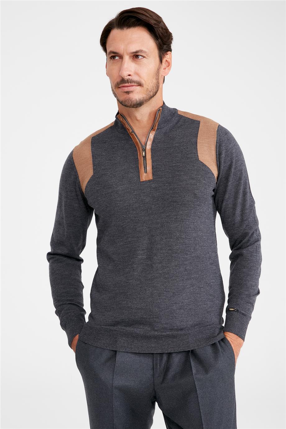 Antrasit Trio Yaka Yün Triko - Image 2