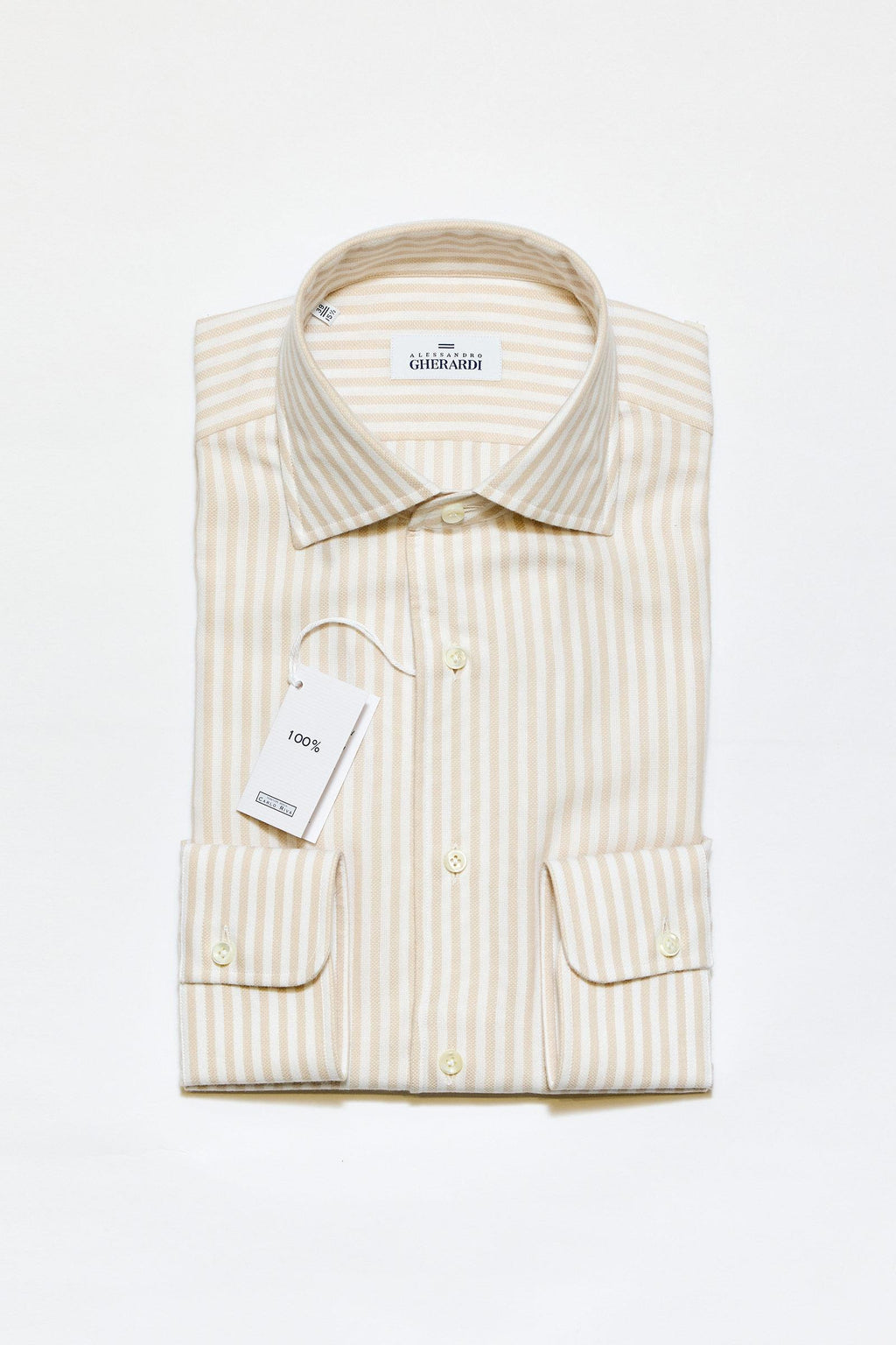 Bej Beyaz Çizgili One-Piece Pamuk Gömlek