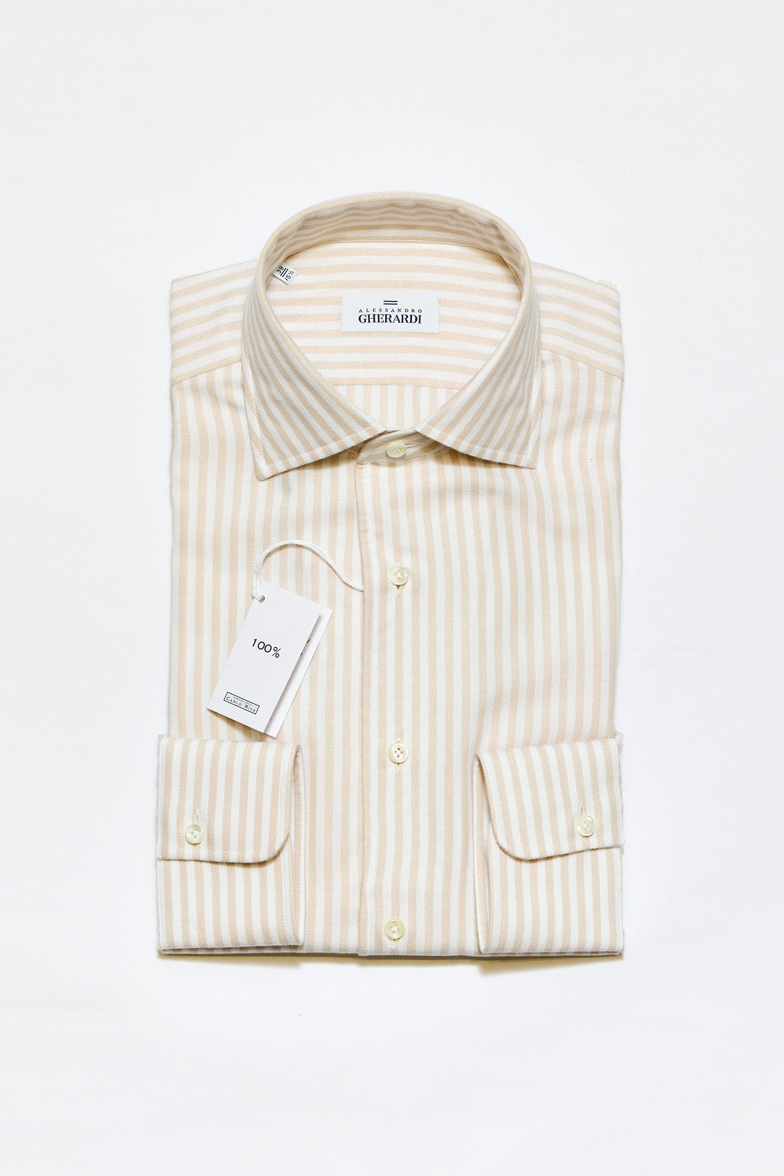 Bej Beyaz Çizgili One-Piece Pamuk Gömlek