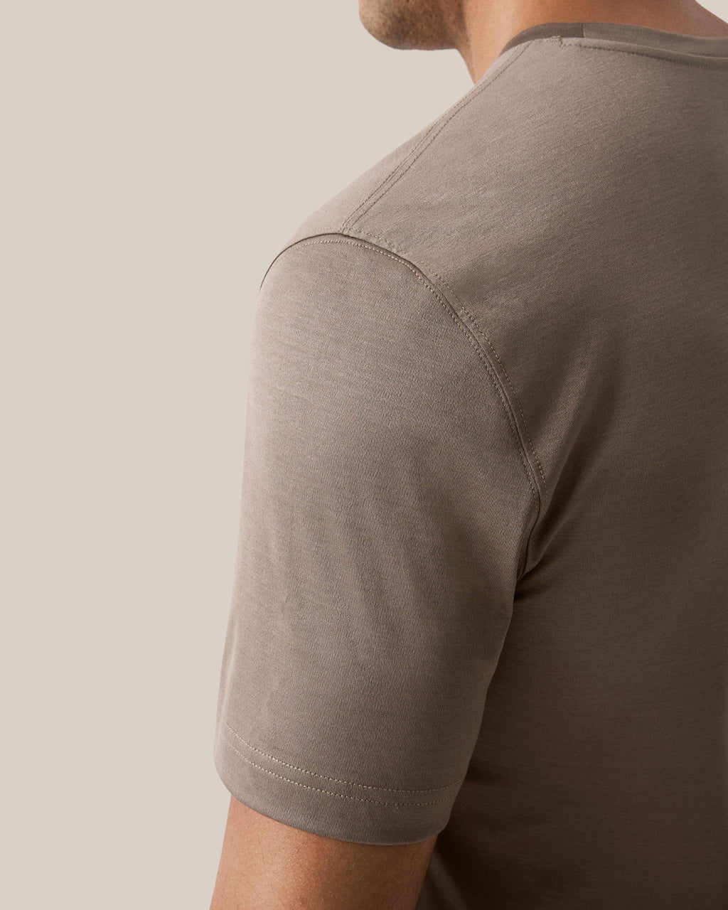 Bej Filo Di Scozia Pamuk T-Shirt - Image 4