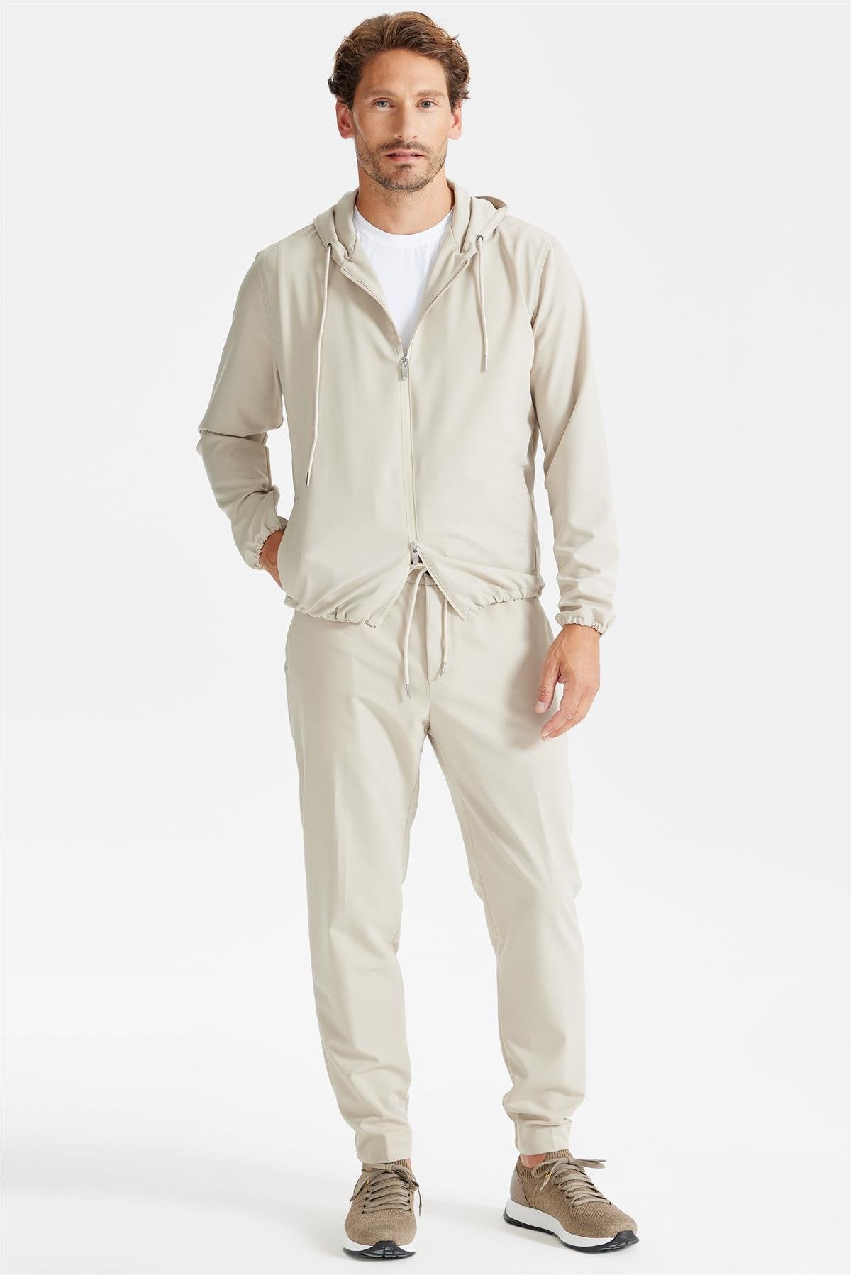 Bej Kapüşonlu Spor Mont - Image 2