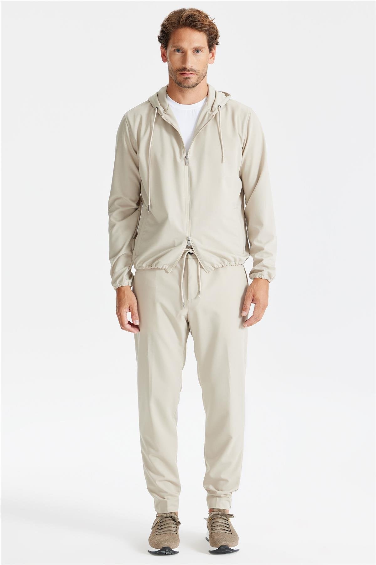 Bej Kapüşonlu Spor Mont - Image 1