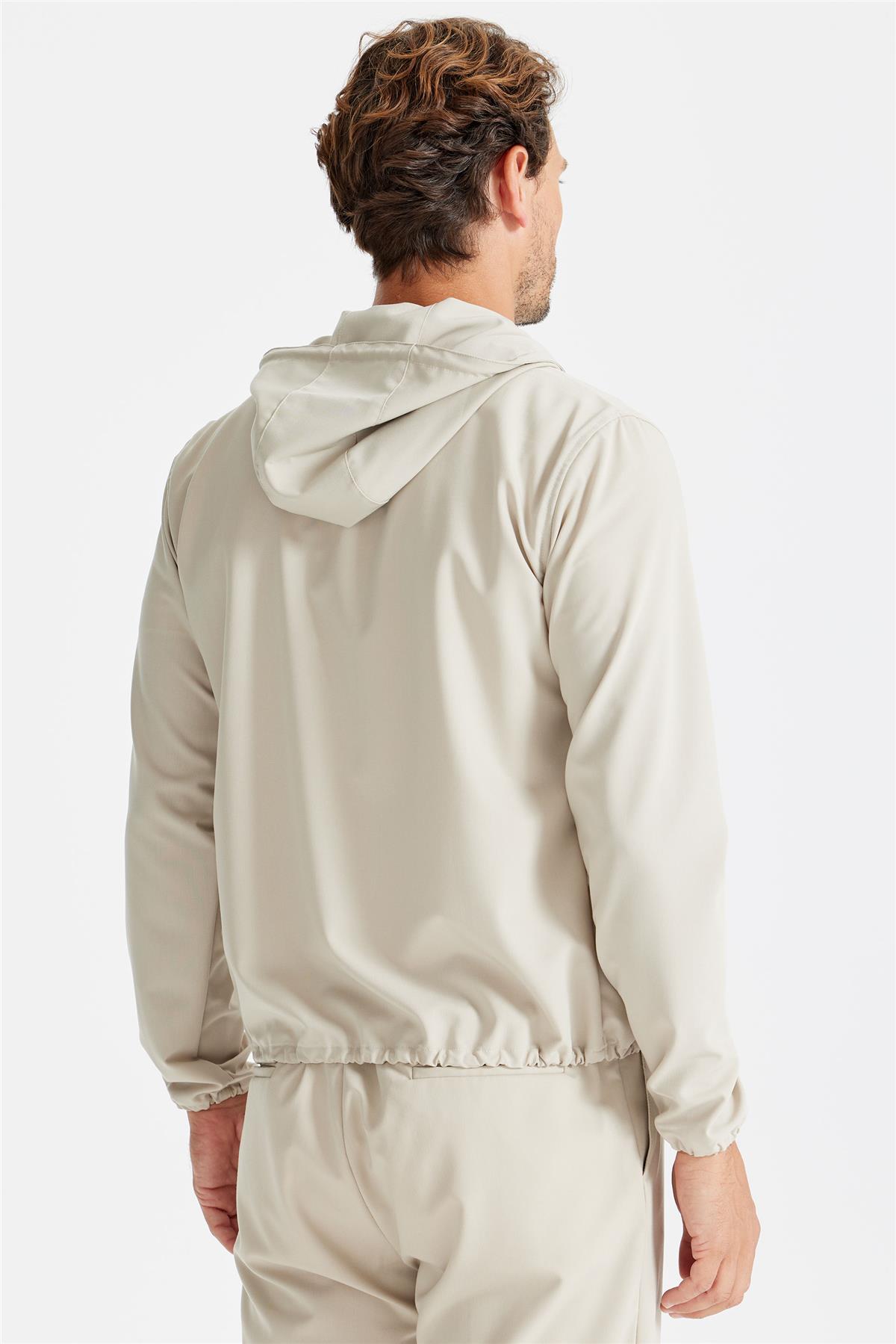 Bej Kapüşonlu Spor Mont - Image 5